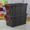 40 Gallon Wheeled Plastic Storage Bin;  Black;  Set of 2